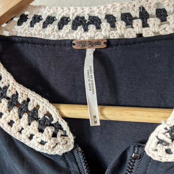 Free People Crochet Inset Baseball Bomber - Picture 3 of 13